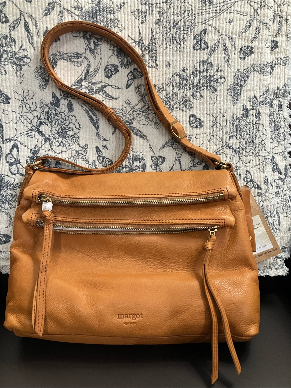 margot Tan Leather Crossbody Shoulder Bag
